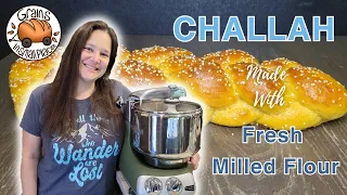 Challah Made With Fresh Milled Flour - Four Strand Braided Bread Loaf