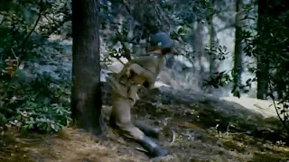Combat! German troops fight hard to exterminate partisans  德军士兵们激战游击队惨遭美军袭击