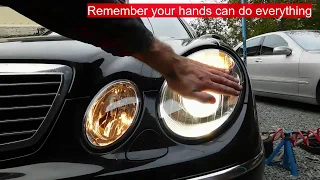 Replace headlight lens cover cap on Mercedes w211