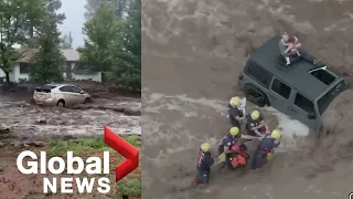 Arizona floods: Dramatic videos show car washed away, family rescued atop vehicle