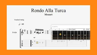 Rondo Alla Turca  ( Turkish March ) - Mozart - Guitar TAB - Melody + Chords