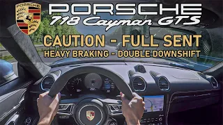 Porsche 718 Cayman GTS  - FULL SEND POV Hypnotic Autobahn 300kph Heavy Braking Double Downshift