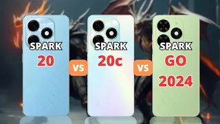 Tecno Spark 20 vs Tecno Spark 20c vs Tecno Spark Go 2024 | PHONE COMPARISON