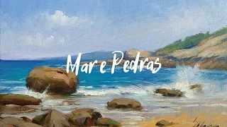 Como pintar mar e pedras técnica Alla Prima, how to paint sea and stones