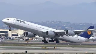 Lufthansa Airbus A340-600 Takeoff LAX
