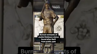 Burned remnants of Jackie Robinson statue found after theft from Kansas public park #shorts