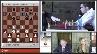 BEAUTIFUL TACTICAL WINNING THE QUEEN!!! MAGNUS CARLSEN VS MAXIME VACHI