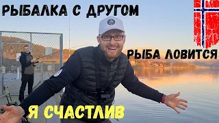 Рыбалка с Другом. Рыба ловится, я счастлив! Рыбалка в Норвегии с берега. Рыбалка. Норвегия.