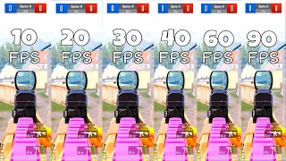 10fps vs 20fps vs 30fps vs 40fps vs 60fps vs 90fps l Fps Matters for Gaming or Skills? | PUBG Mobile