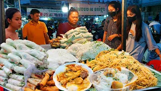 Cambodia Best Rice Noodle Soup, Spring Rolls, Fried Noodles, Yellow Pancakes - Popular Street Food