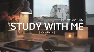 1-HOUR STUDY WITH ME | Calm Piano🎹, Rain sounds🌧️ | Pomodoro 25/5 | Rainy Day