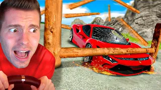 DESCI uma ladeira com AVALANCHE DE TRONCOS no BeamNG Drive