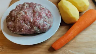 1 морковь+2 картофеля+фарш. Вкусный ужин из минимума продуктов.