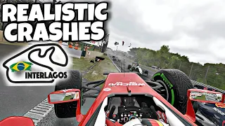 REALISTIC F1 CRASHES INTERLAGOS!