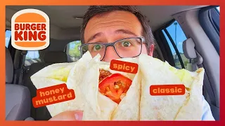 Burger King Royal Crispy Wraps Review 🌯 | All 3 Flavors! 🍯🌶🍗