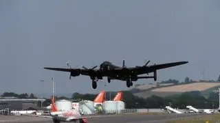 Lancaster, Spitfire & Hurricane Flypast/Land/Takeoff Bristol Airport with ATC! BBMF *RARE*