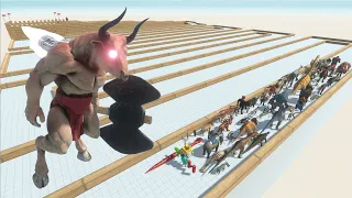 ESCAPE FROM JET MINOTAUR - LAST SURVIVOR - ZIGZAG COURSE - ARBS - Animal Revolt Battle Simulator