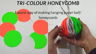 How to make Honeycomb // hanging paper decoration ideas// tri-colour hanging ball