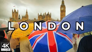 TOURISTS vs RAINY LONDON | Walk in London | 4K