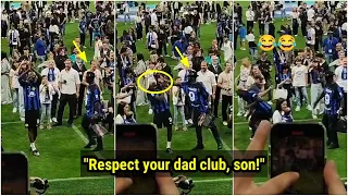 Lilian Thuram tries to sl4p his son Marcus Thuram after seeing him mock Juventus 😆