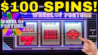 $100 SPINS ON WHEEL OF FORTUNE SLOT MACHINE!