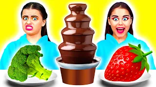 RETO DE CHOCOLATE VS. COMIDA REAL | ¡Último en PARAR de comer las 100 capas gana! Por Ideas 4 Fun