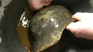 German helmet m 35 from the ground. restoration.