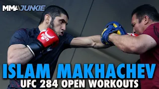 Islam Makhachev Unleashes Spinning Back Elbow, Slams At UFC 284 Open Workouts