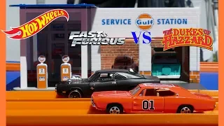 Hot Wheels Dukes of Hazzard General Lee vs Fast and The Furious Dom's Charger race