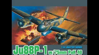 Dragon : Ju88P-1 w/ 75mm PaK 40 : 1/48 Scale Model : In Box Review