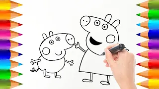 Cómo dibujar a Peppa pig con su hermano George | Dibujos para niños