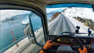 Slippery as hell 🙉 POV Winter Truck Driving Norway Volvo FH540