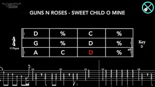 GUNS N ROSES - Sweet child o mine [CHORD PROGRESSION + GUITAR BACKING TRACK + TAB]