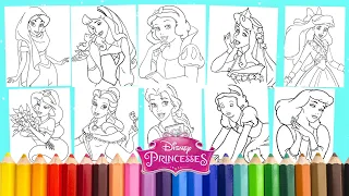 Coloring Princess Belle Aurora Jasmine Cinderella Ariel & Snow White - Disney Coloring Pages