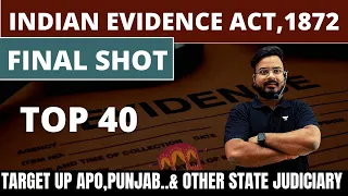 BEST 40  EVIDENCE ACT MCQs For  (PART-5) for UP APO,PUNJAB,MP ADPO, Judiciary Exam | By Sonu Sir