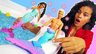 A história de amor entre a boneca Barbie Masha e o homem sereia! Nova historinha infantil.