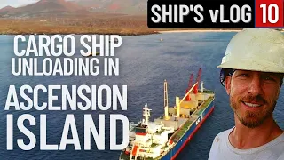 UNLOADING STONE AT ASCENSION ISLAND | TUG AND BARGE OPERATION | SHIP'S vLOG 10