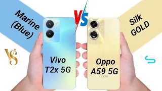 Vivo T2x 5G vs Oppo A59 5G full specification.  Vivo T2x 5G and Oppo A59 5G me compare bataya gaya h