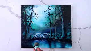 Discover the Magic of Moonlight: Easy Step-by-Step Acrylic Landscape Painting for Beginners