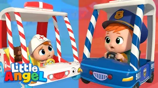 Wheels On The Ambulance vs Police Car Race Song | Kids Cartoons and Nursery Rhymes