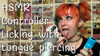 #ASMR Controller Licking with Tongue Piercing