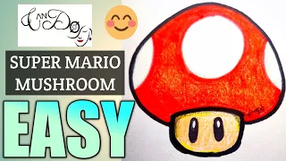 How To Draw A Super Mario Mushroom Step By Step For Beginners |Easy Super Mario Mushroom Tutorial