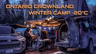 Ontario Crownland Winter Camp [ ASMR | -20°c | Diesel Heater | Cozy | Relaxing ] (Watch til the end)