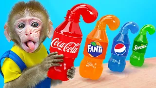 KiKi Monkey choose Coca or Fanta or Pepsi Honey Jelly Idea & go shopping M&M Candy |KUDO ANIMAL KIKI