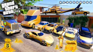 GTA 5 - Stealing LUXURY Golden Vehicles with Franklin! (Real Life Vehicles #10)