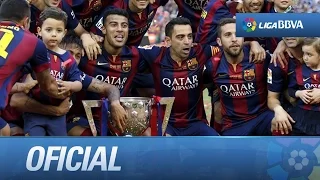 El FC Barcelona celebra el título de Liga en el Camp Nou