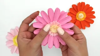 PAPER GERBERA FLOWER. How to make Gerbera Daisy out of paper. Easy Paper Folding tutorial. DIY