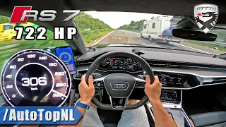 722HP AUDI RS7 C8 MTM *306km/h* on AUTOBAHN by AutoTopNL