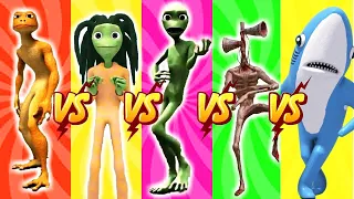 DANCE CHALLENGE Dame Tu Cosita vs Shark vs Patila vs El Taiger Me Kemaste vs Siren Head Alien Green