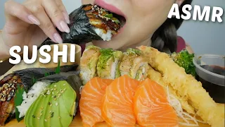 ASMR SUSHI *Tataki Attack Roll, Unagi & Avocado Cone with SALMON SASHIMI NO TALKING Eating Sounds